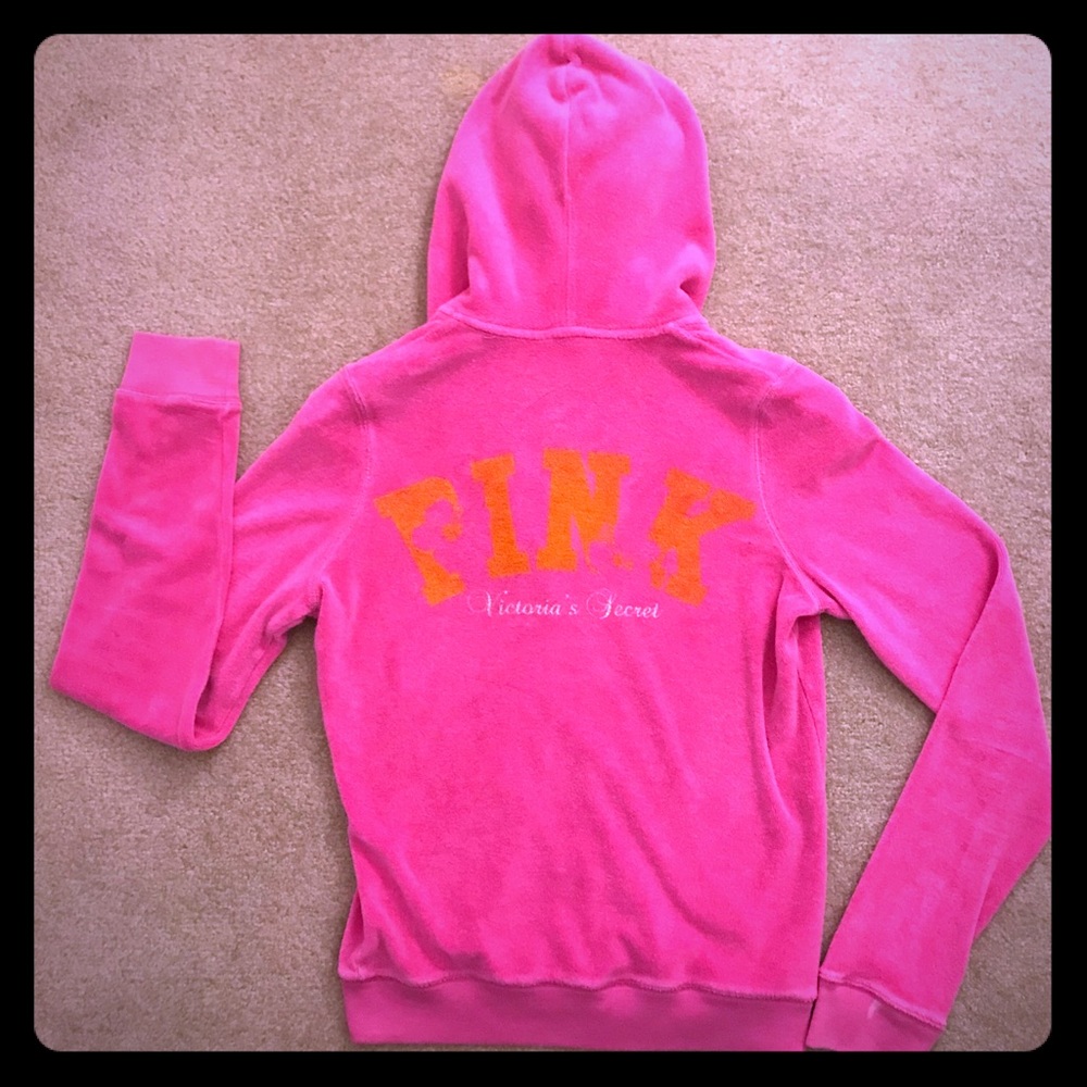 PINK VS TERRY CLOTH ZIP HOODIE